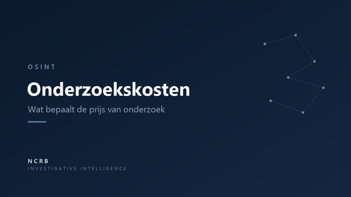 Onderzoekskosten: wat de prijs van een OSINT-onderzoek bepaalt, uitgelegd door erkend recherchebureau NCRB
